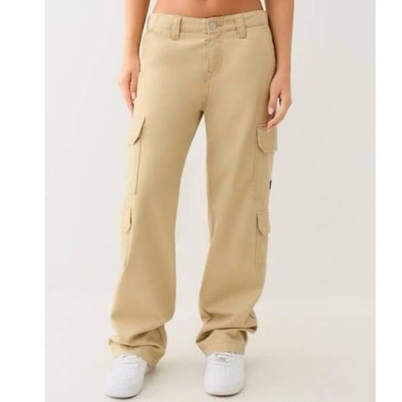 NEW Size 29 Womens True Religion Warped Horseshoe Single Needle Khaki Cargo Pant - Picture 9 of 9